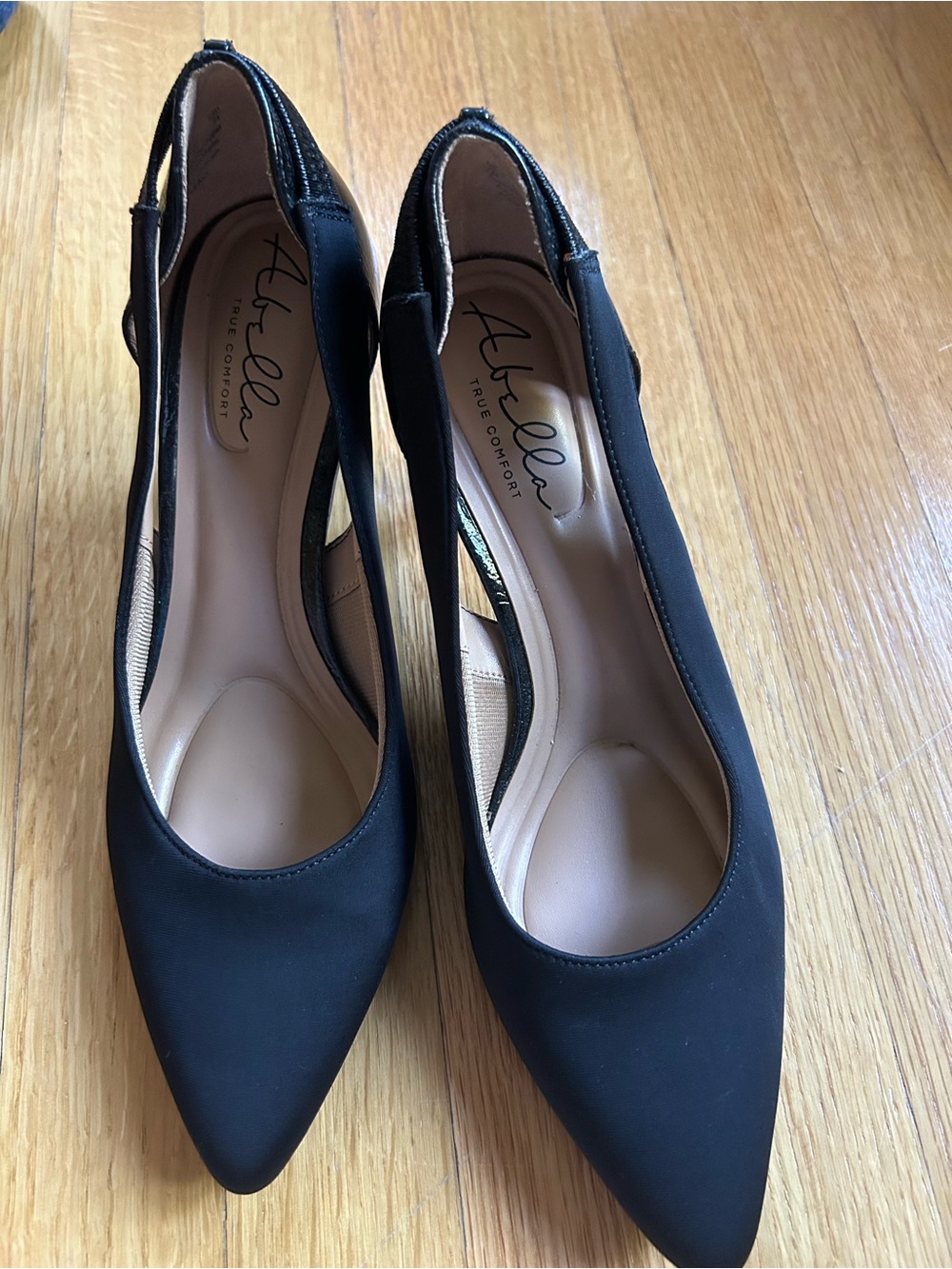 Abella Black Pointed-Toe Slingback Heels